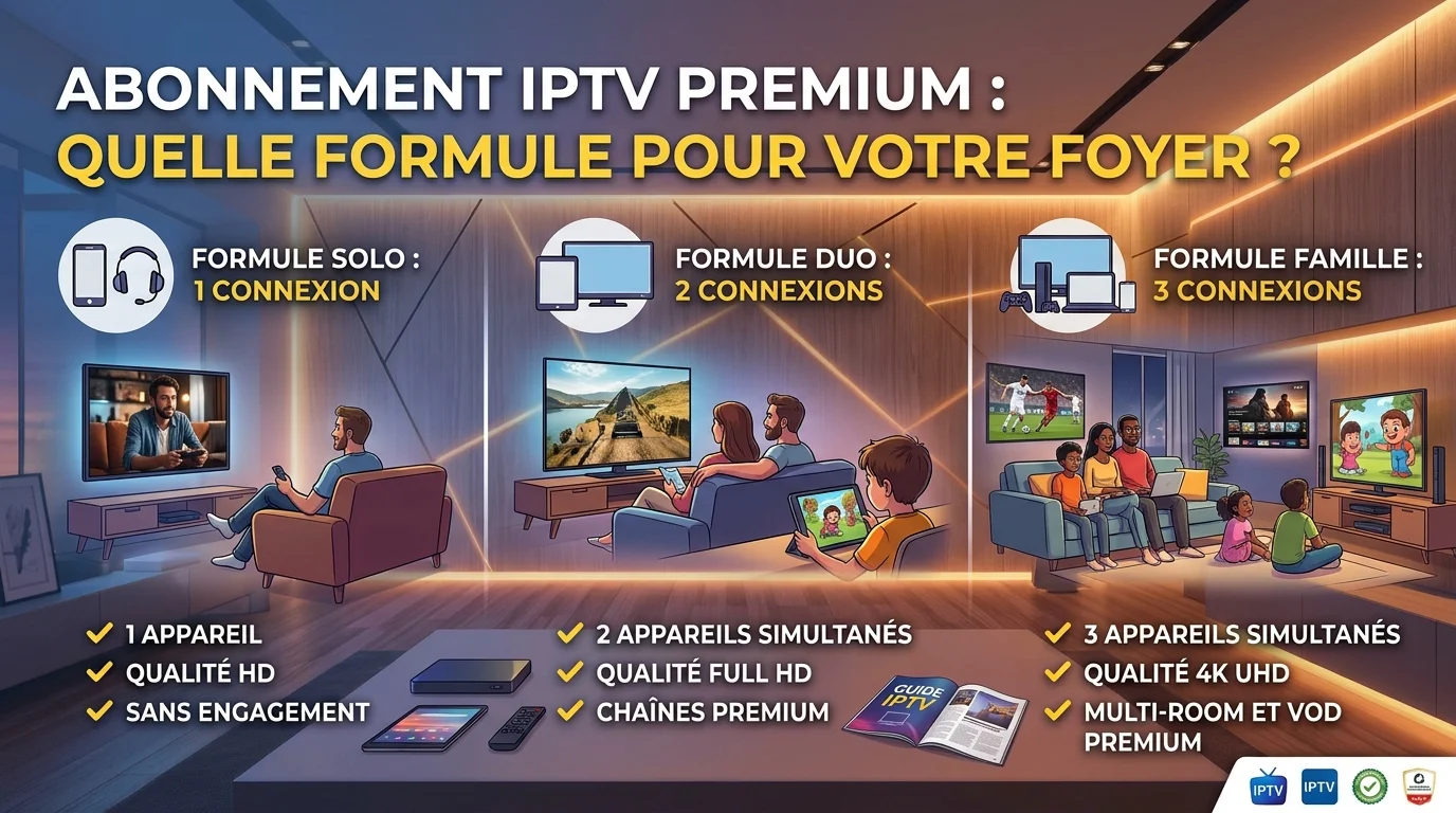 Abonnement IPTV premium : choisir le nombre d'écrans et la durée adaptés à son foyer